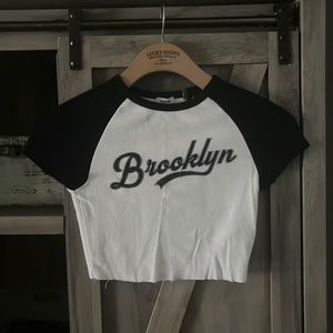 GARAGE Brooklyn Ribbed Cropped Baby Tee,Size XS